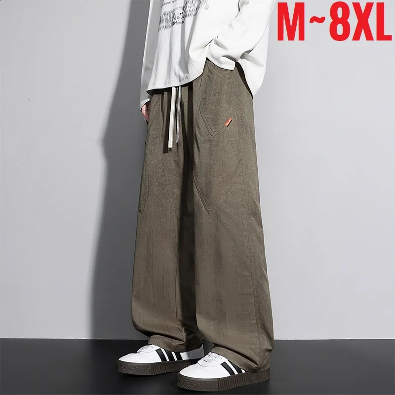 Korean Clothes Mens Casual Pant Straight Wide Leg Trouser Male Big Size Plus Large Baggy Fashion Spring Summer Loose Fit 250311