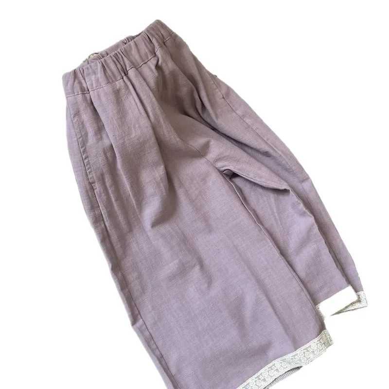 Childrens loose wide leg pants girls fashionable cool spring and summer pants baby lace edge fashion Korean version TrouserT250318