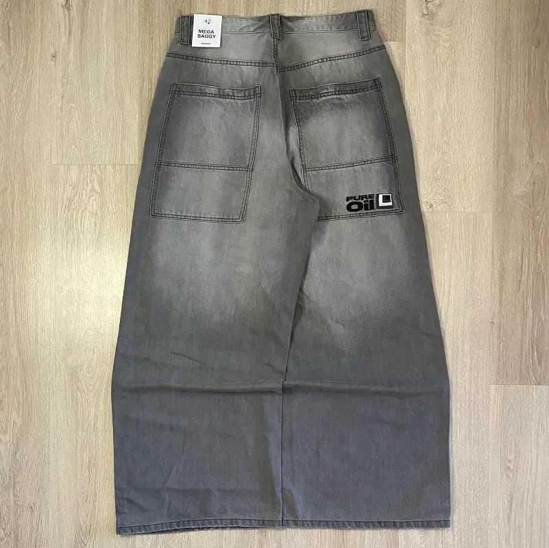 US Y2K 2025 new pocket wide leg black jeans ultra-thin womens street casual clown jeans couple jeans retro streetwearT250319