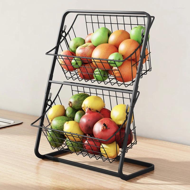 Kitchen Storage Double-layer Rack Cabinet Countertop Onion Ginger Garlic Basket Vegetable And Fruit S
