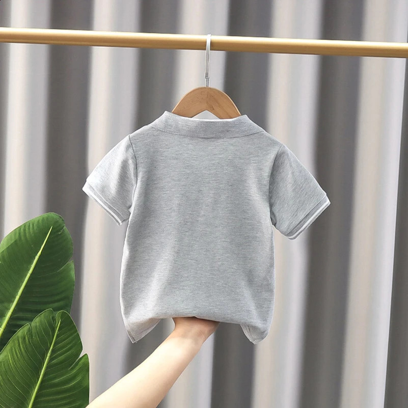 Summer Boys Fashionable Casual Breathable Black White and Grey Tri Color/POLO Shirt/Short sleeved Shirt/2-8 Years Old 250319
