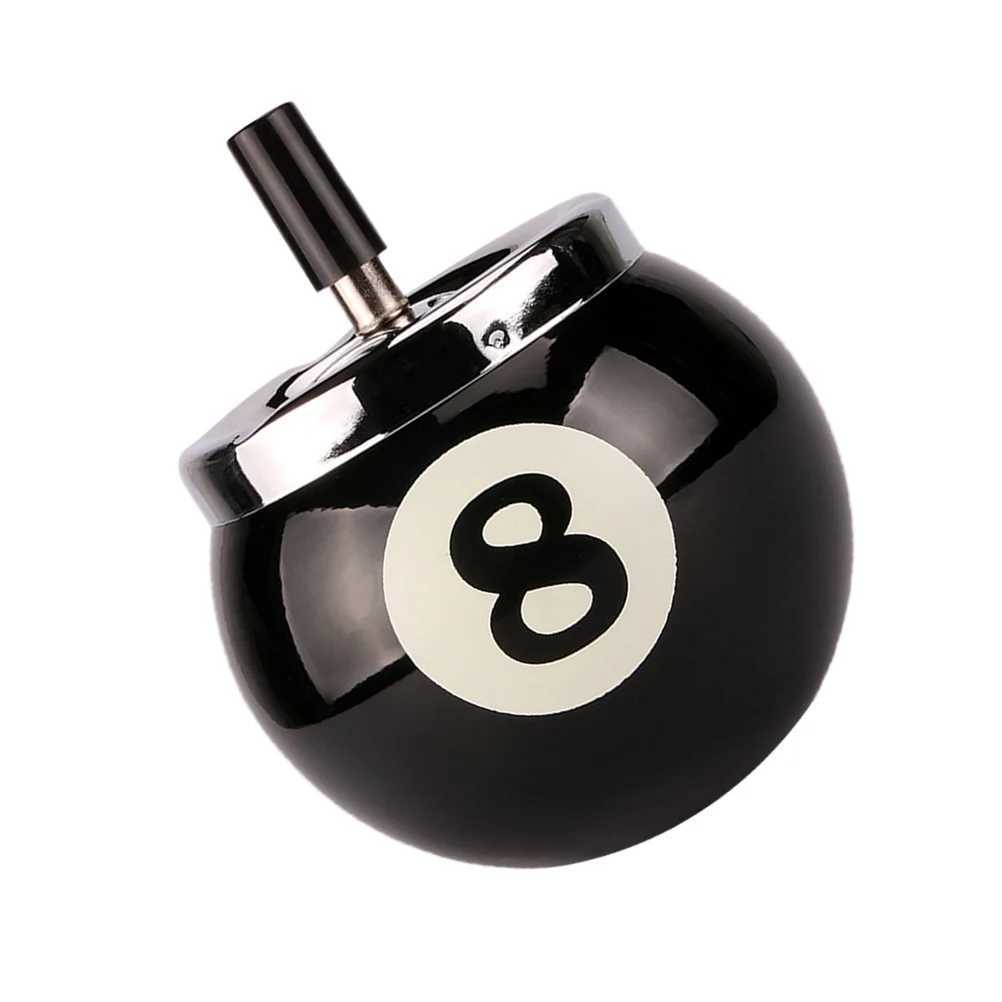 Billiards 8-Ball Ashtray Iron Ashtray Desktop Decoration for Home Office Outdoor (Black) Billiards ashtrayC250319