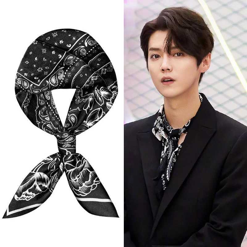 Scarf Mens Silk Scarf Tie Small Strip Pocket Square Neckline Scarf Artificial Silk Small Square Towel Boys X250319