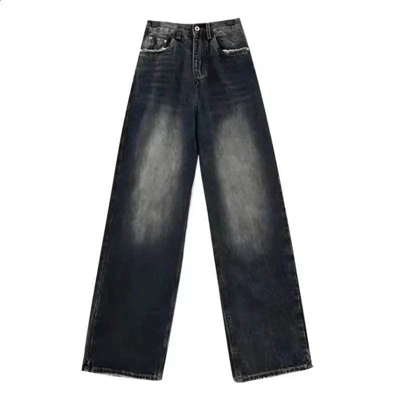 Y2K bagged jeans womens streetwear retro fashion autumn high waisted pants loose wide leg denim Trousers women 250317