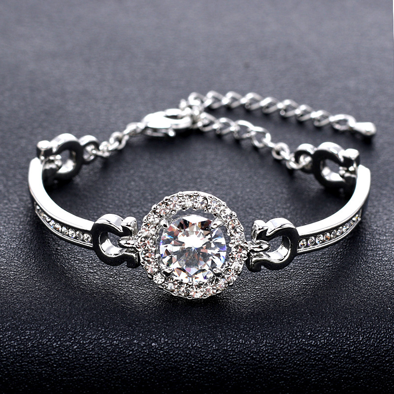 18K Rose Gold Silver Plated Austrian Crystal Charm Bracelet for Women Zirconia Bracelet Hand Chain Diamond Bracelets Wedding Jewelry Nice Gift Wholesa