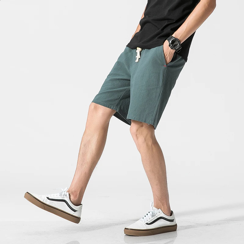 Shorts Men Cotton Linen Casual Shorts Mens Sweat Pants Summer Breathable Comfortable Drawstring Soft Shorts Men Streetwear Pants 250317