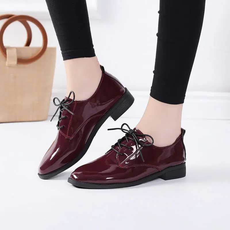 Autumn Women Oxford Flats Shoes 2023 Low Heel Black Student Single Shoes Office Outsole Casual Black Student Leather ShoesXJ250319