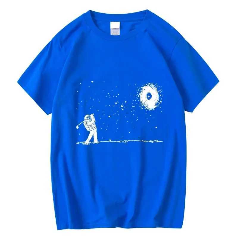Summer Mens High Quality 100% Cotton Funny Astronaut Print T Shirt Loose O-neck Mens Shirt Short Sleeve T-shirt Male Tee TopsT250318