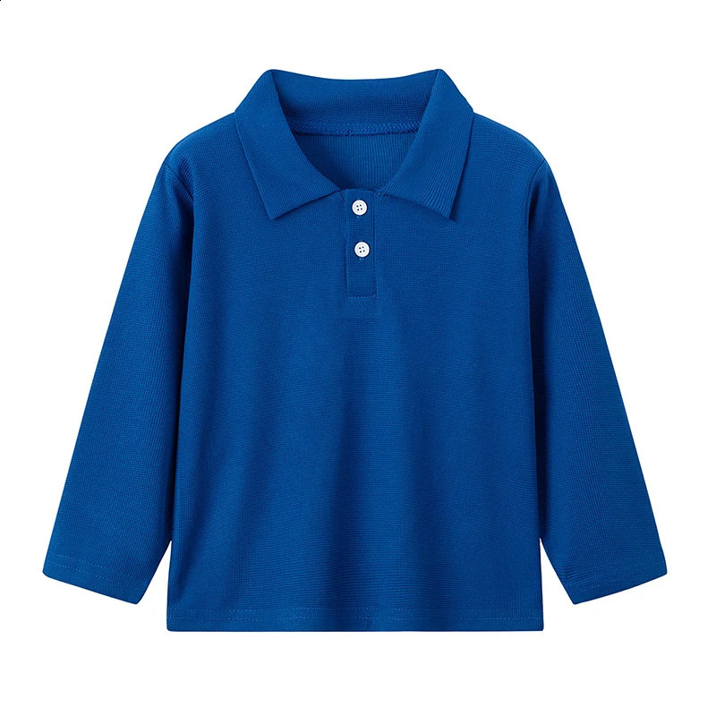 Autumn childrens solid color lapel long sleeve Polo shirt boys and girls casual Joker shirt handsome brother and sister dress 250319