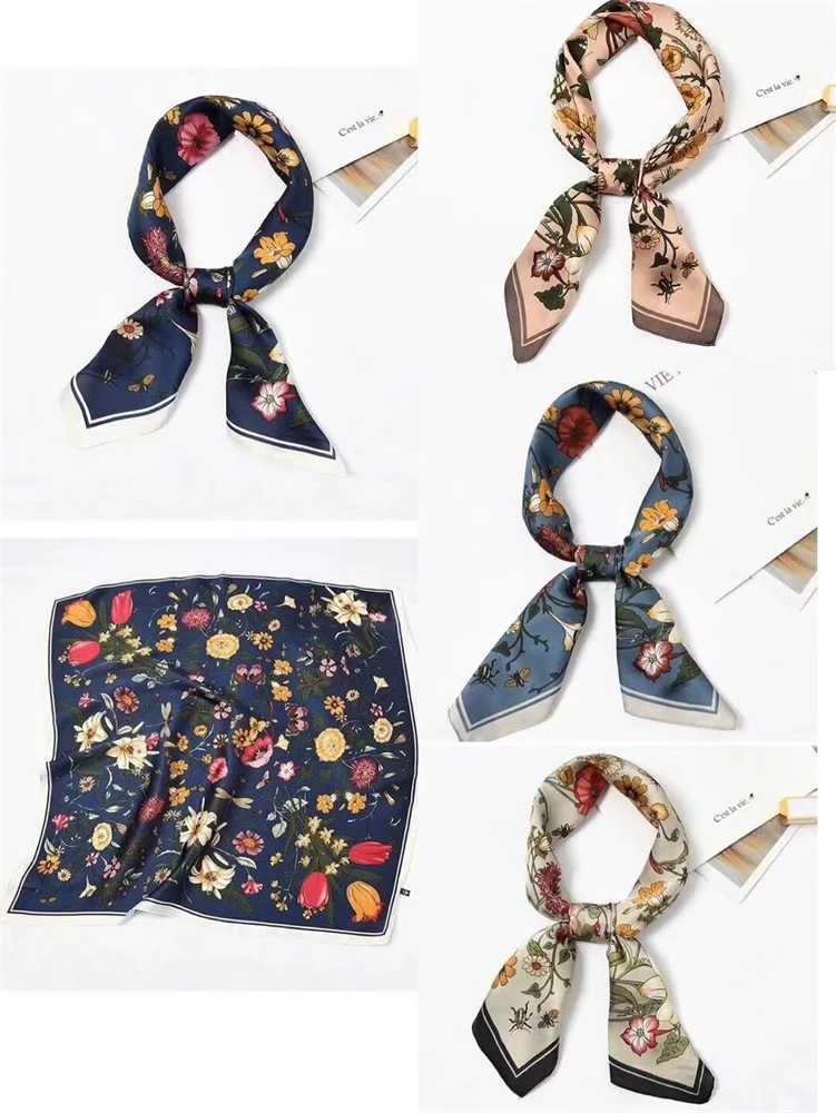 Luxury silk scarf suitable for tattoos squares shawls and peeling packaging small hair collars headscarves Kerchief womens scarves 70x70cm X250319