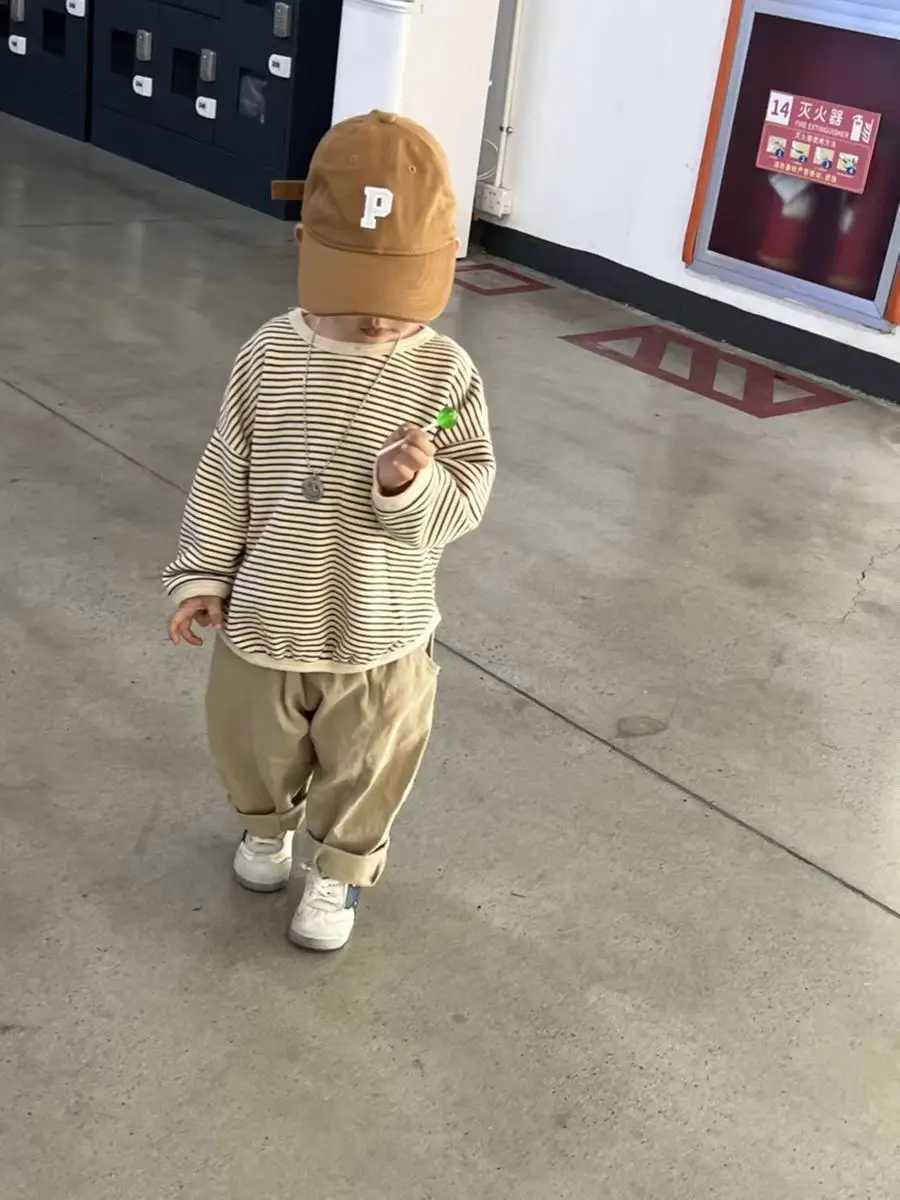 Autumn Baby Retro Pocket Dungarees Loose Girls Casual Pants Solid Boys Childrens Fashion Trouser Preschool Cotton JacketT250318