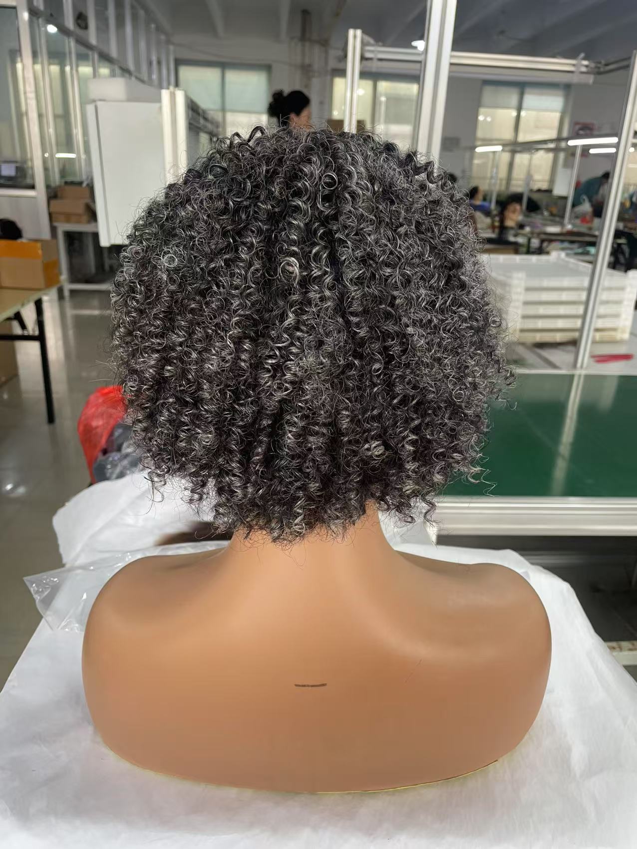 Premium Salt pepper small curly wig short grey bob human hair wigs gray None lace front blonde grey wigs for black women soft natural gray highlights
