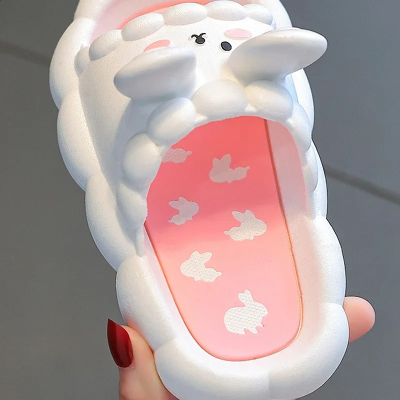 Summer Childrens Slide Cute Cartoon 3D Rabbit Slide Breathable Non slip Home Bathroom Soft Slide Girl Childrens Slide 250318