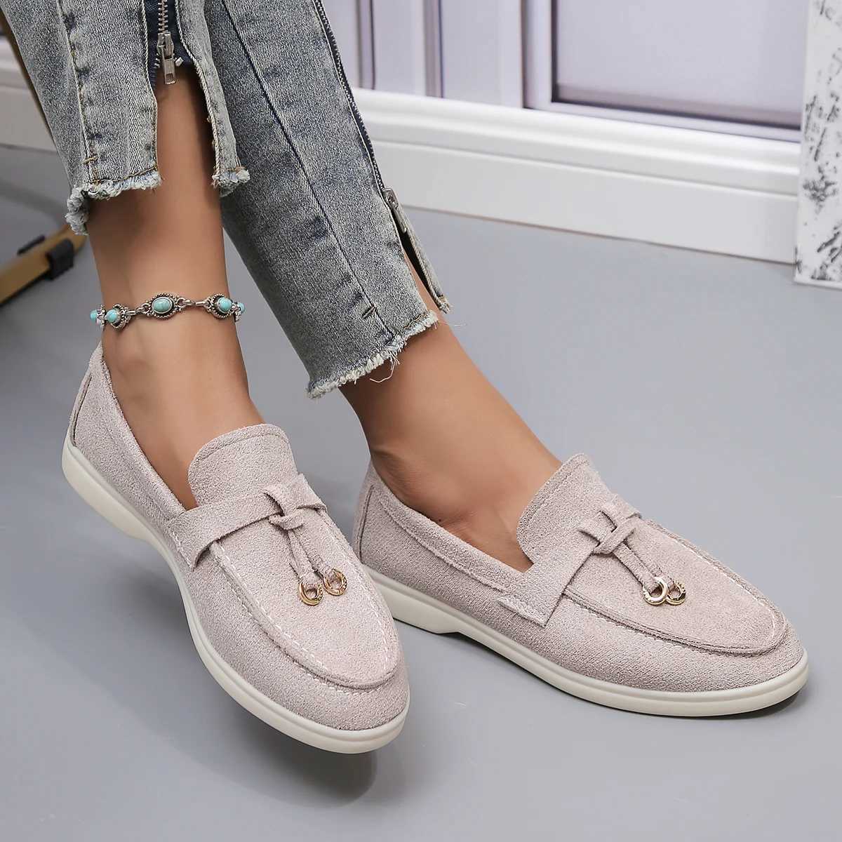 New Lefu Shoes Womens Soft Leather Lazy Mens Thick Bottom Flat Comfortable Single ShoeXJ250319
