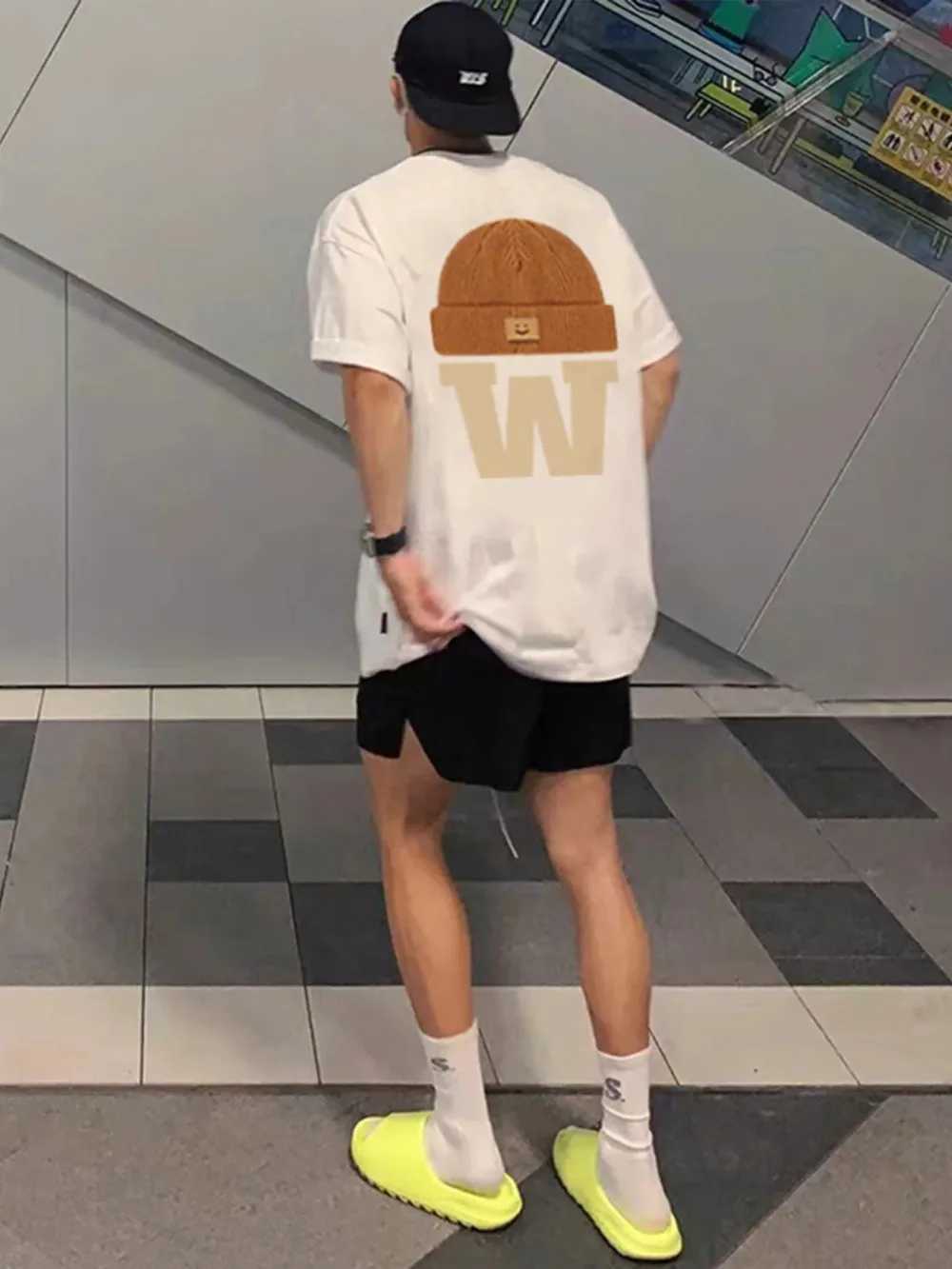 Summer fashion heavyweight retro mens English letter 100% pure cotton printed round neck high-quality casual fitness street T-shirtT250318