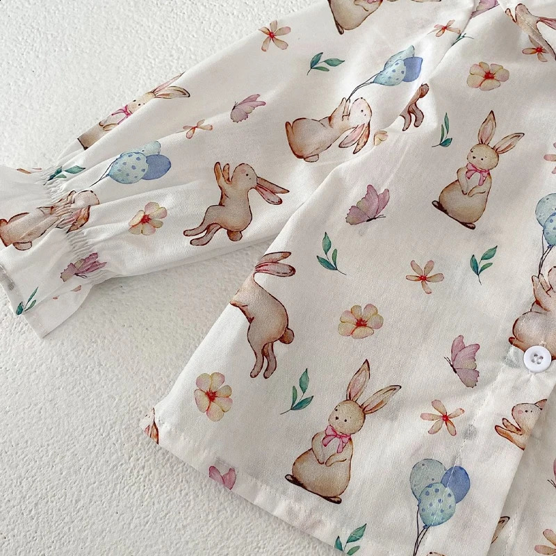 baby clothing for autumn suitable girls fashionable and versatile rabbit print top 250319