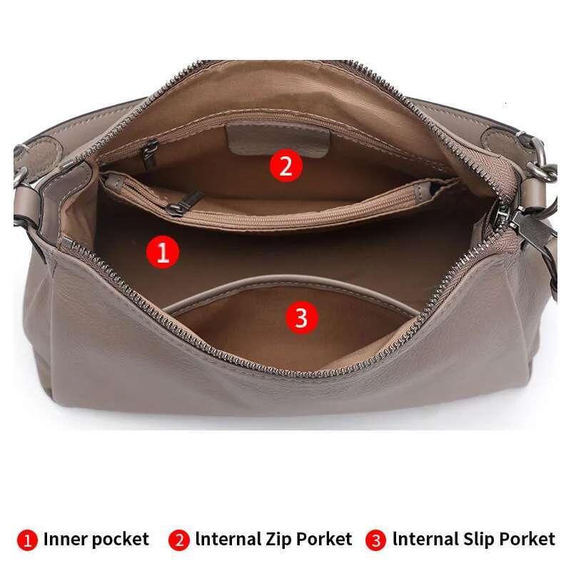 Aidrani Fashion Genuine Leather Women's Large Capacity Shoulder Solid Color Classic Cowhide Hourglass Underarm Bag