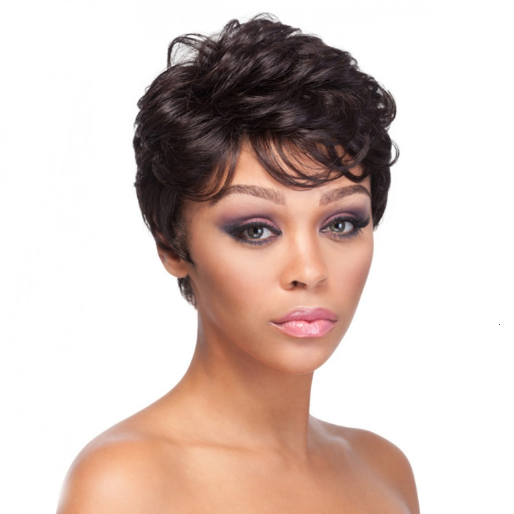 Hot Selg Curly Women's Short Hair, High-Temperature Silk, Black Wig