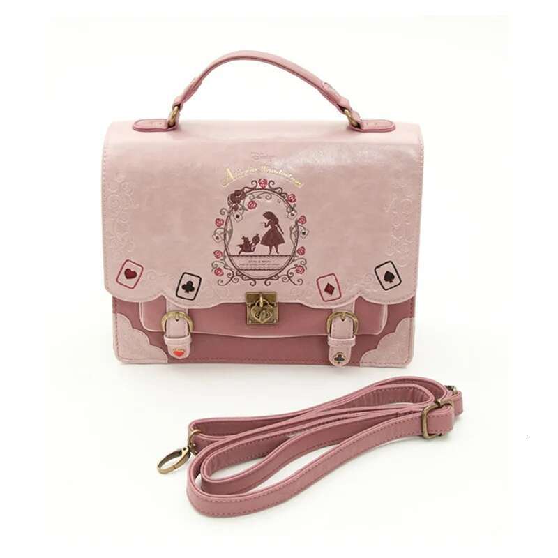 Alice In Wonderland Shoulder Bags Axes Femme Vintage Student Schoolbag Playing Cards Silhouette Handbag Leather Bag