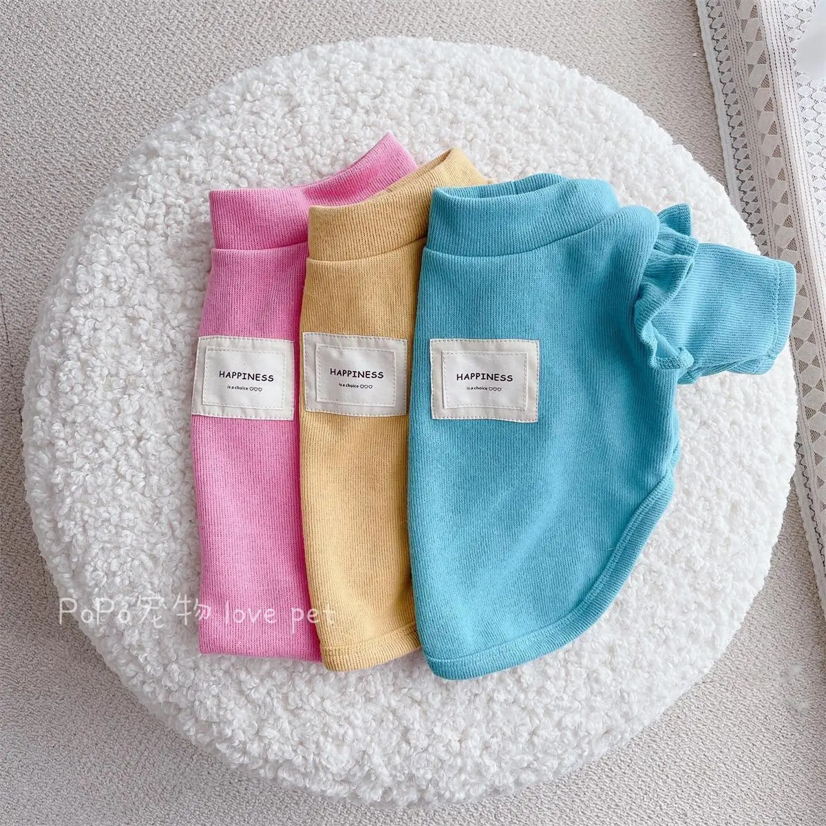 Ruffle Bottom Shirt Dog Clothing Lake Blue Dog Clothing Cat Korean Fashion Spring and Autumn Set Bichon Girls Pet Products 250318