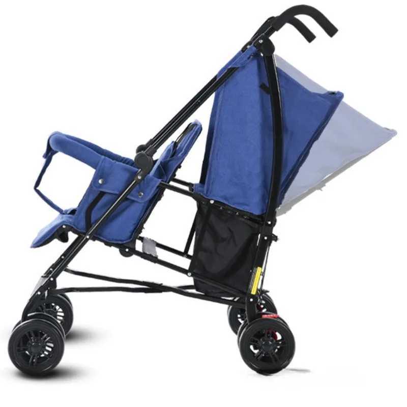 New front and rear double seat baby stroller detachable and washable lightweight foldable double seat baby stroller Z250319