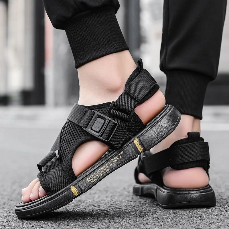 Soft mens comfortable non slip mens sandals high-quality woven beach sandals mens gladiator sandals summer casual flat shoes 250317