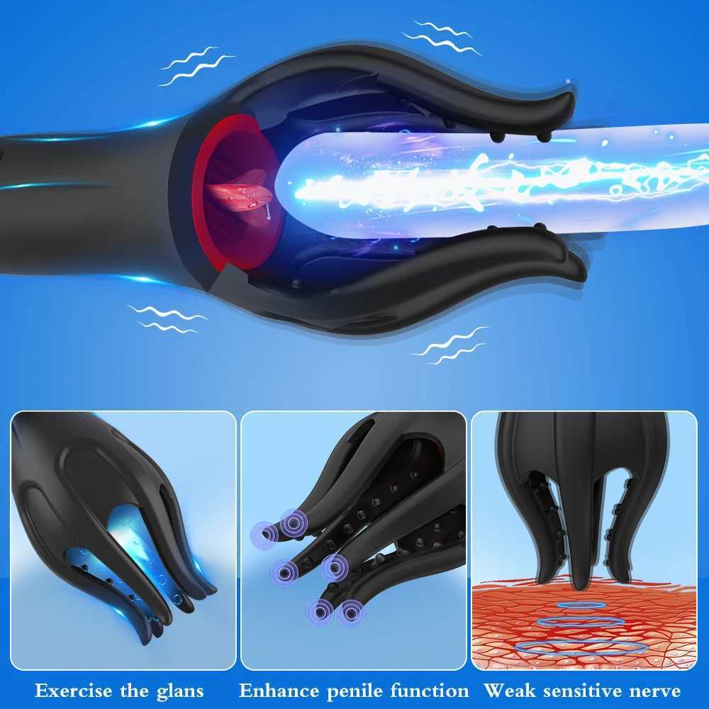 Male Tongue Licking Penis Masturbator Oral Orgasm Masturbation 10 Speed Glans Vibration Massager Endurance Training Sex ToysXJ250319