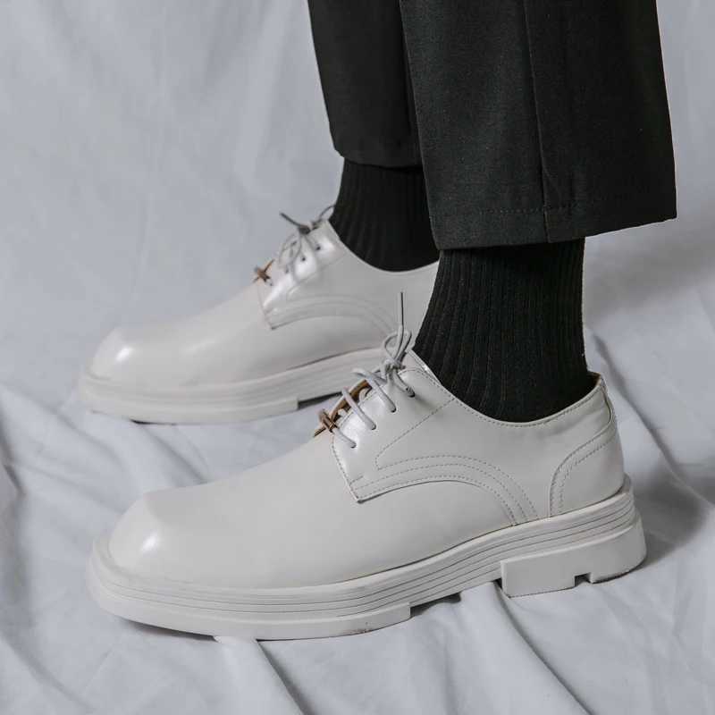 New Mens Retro Fi White Thick soled Formal Shoes Mens Wedding Ball Home Sapato Social MasculinoXJ250319