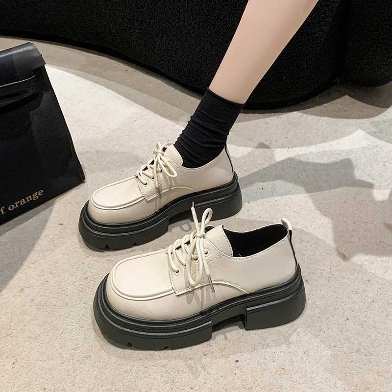 2025 Womens Spring New Black Platform Lace Flat Shoes Womens Soft Padded Boat Shoes Designer Casual Leather Oxford Q67XJ250319