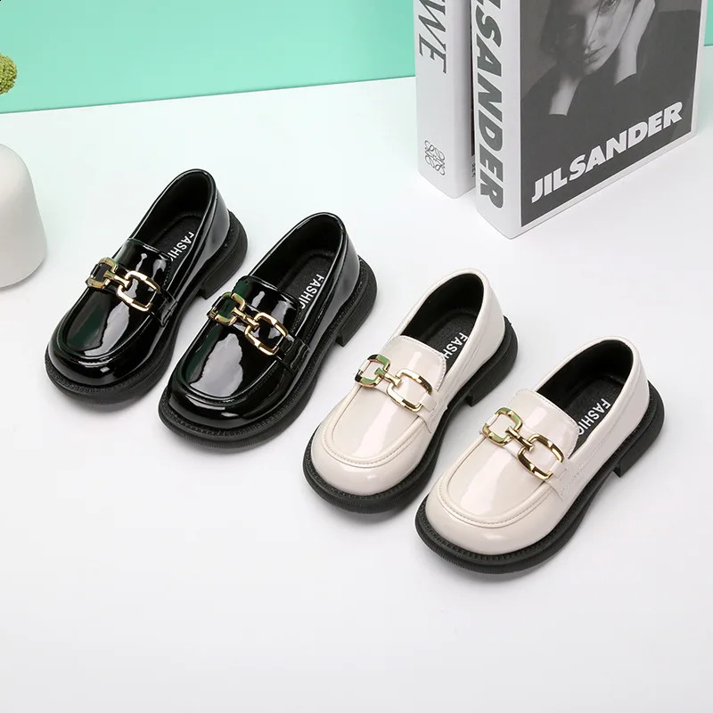 Childrens PU leather shoes metal buckles little girls casual childrens Mary Jane anti slip pea boys British style 250319