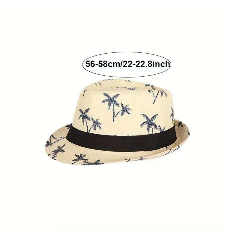 Coconut Tree Pattern Printed Top Shading Breathable Summer Outdoor Beach Travel Sun Protection Hat