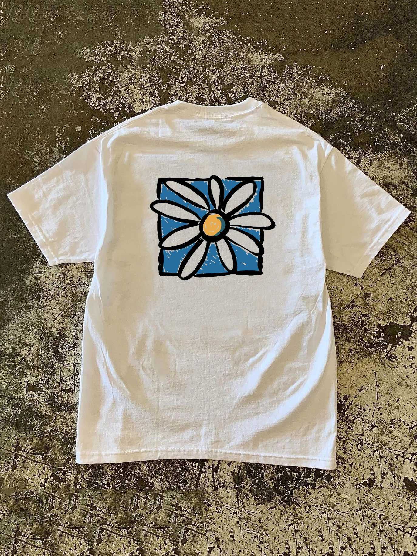 Korean floral print on both sides summer oversized short sleeved mens and womens fashionable loose casual cotton T-shirtT250318