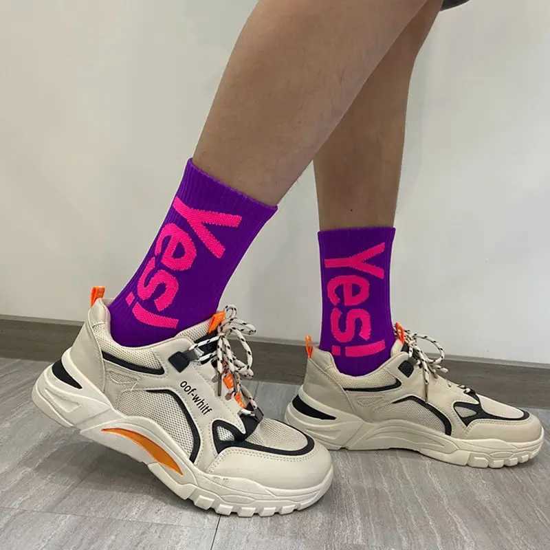 Yes Mens/Womens Midsole Socks Fashion Outdoor Skateboarding Sports Street Socks Breathable X250319