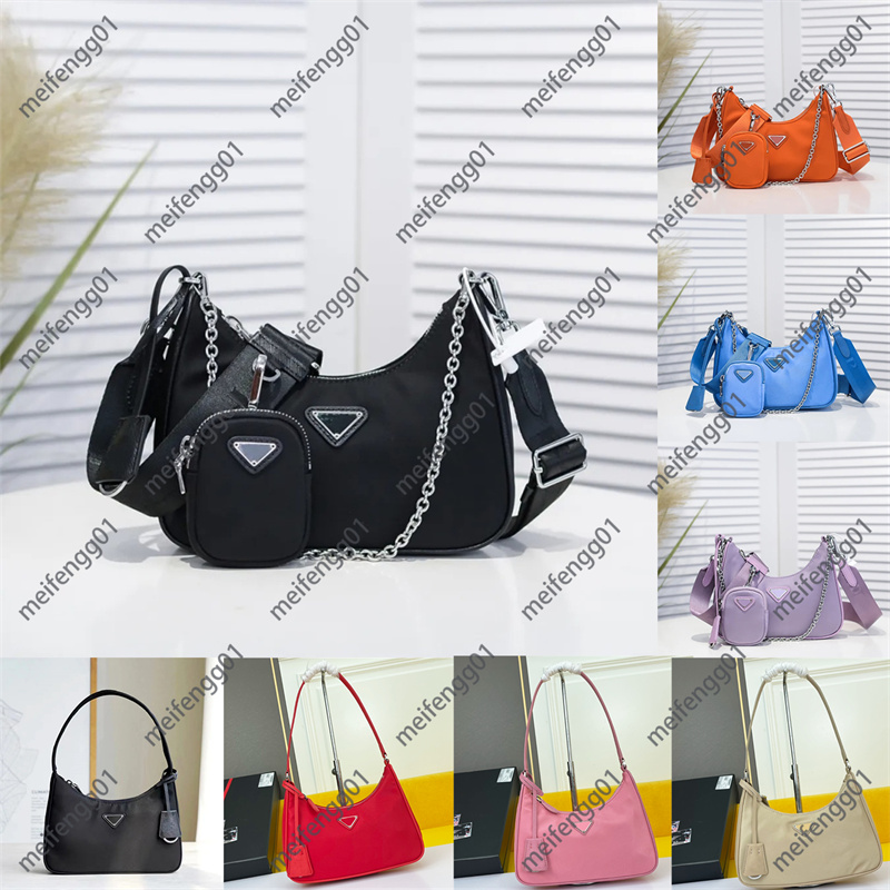 High quality Luxurys Designers Nylon 2000 underarm bags Man womens Hobo handbags 3pcs 2005 shoulder bags hip-hop cross body purse leather totes Evening Bags wallet