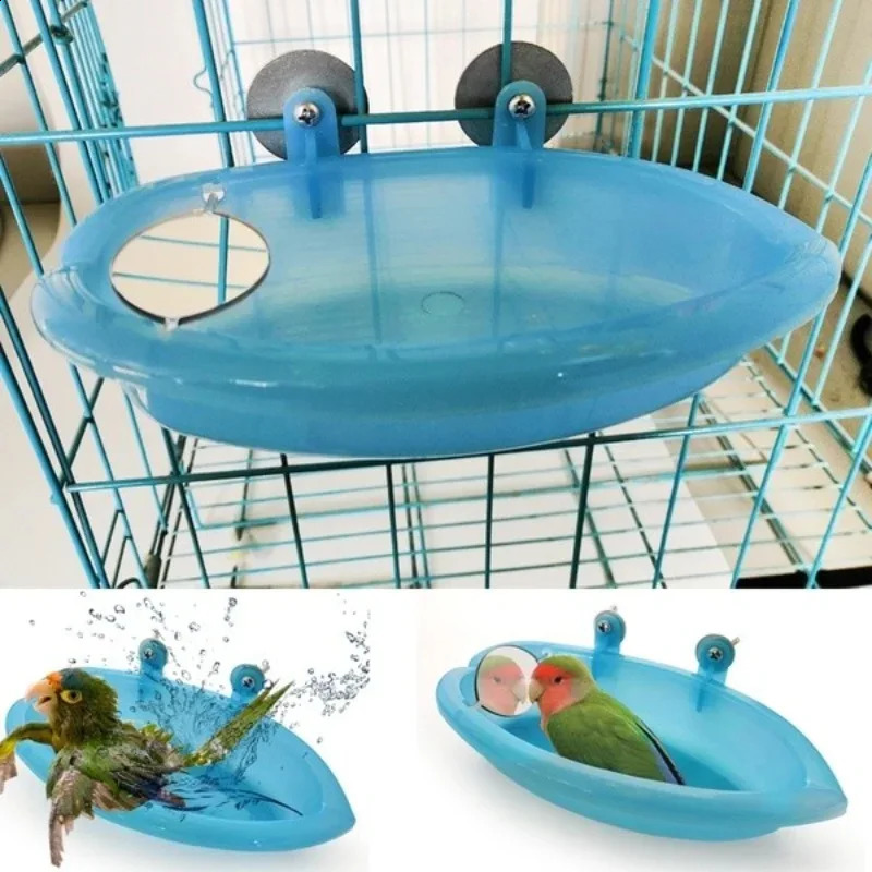 Bird water bathtub for pet cages hanging bowl parrot umbrella bird bathtubmirror 250318