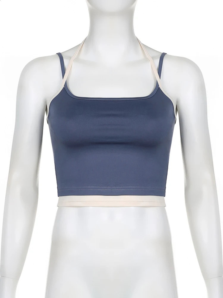 IAMSURE Basic Patchwork Camis Top 2 Sexy Slim Slant Neck Sleeveless Strapless Crop Womens 2025 Summer Street Clothing Women 250319