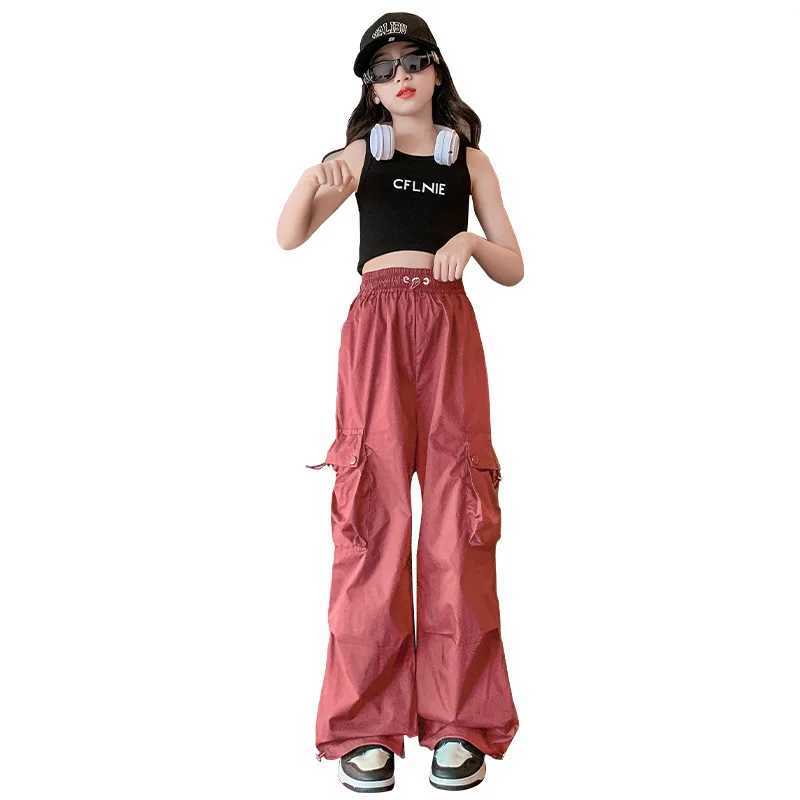 New girls solid color childrens pants casual style childrens clothing 6 8 10 12 14 years oldT250318