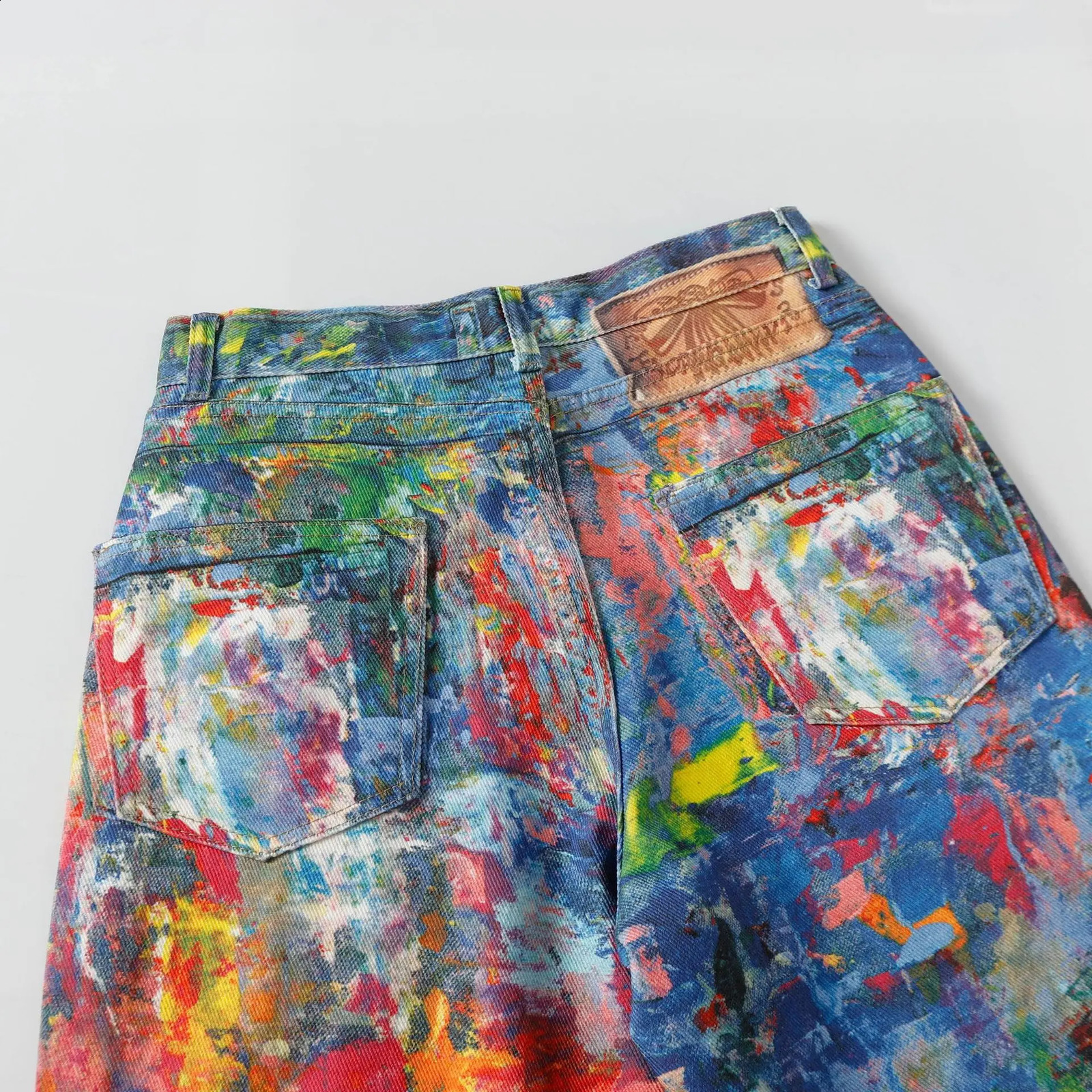 retro graffiti jeans mens streetwear hip-hop loose straight jeans Y2K bagged jeans Trouser clothing 250317