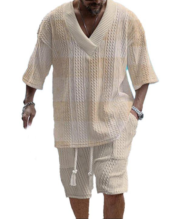 Jogger Suits 2 Piece Set tracksuit man designer Tracksuits for Men Printed jacquard suit men's summer loose short sleeve T-shirt shorts V-neck sp