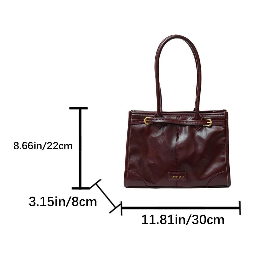 Designer Women PU Leather Shoulder Trendy Red Tote Bags Clutch Handbag For Work Commuter Bag