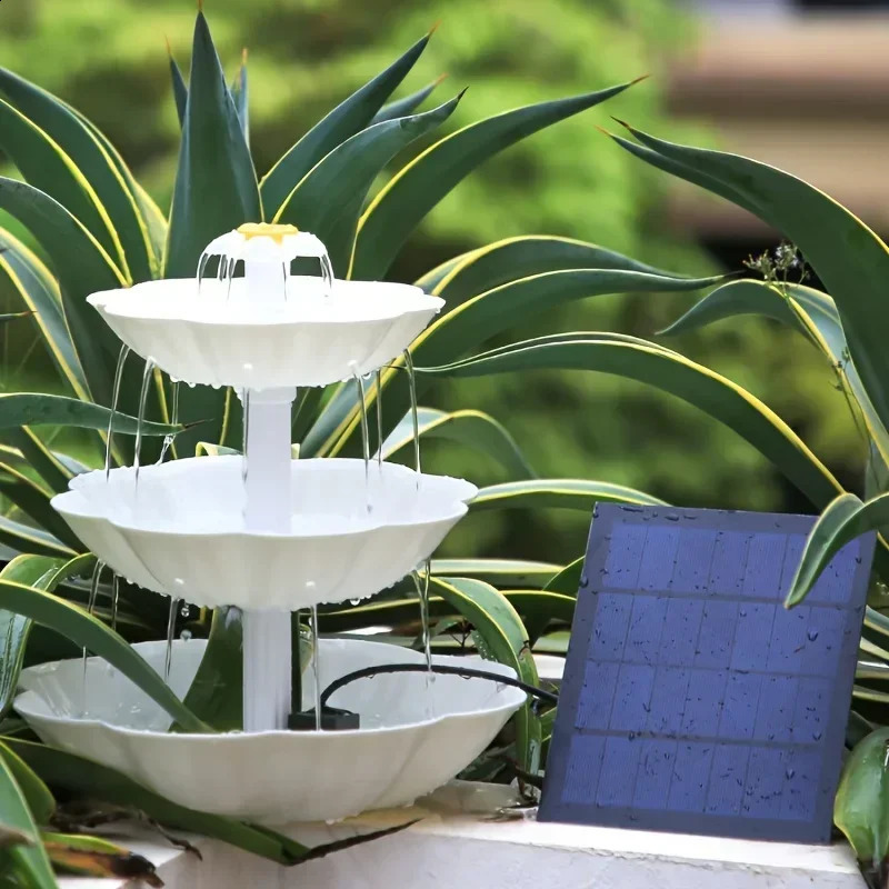 Solar Bird Bath Water Fountain Detachable DIY Landscaping For Bathing Garden Decoration Outdoor Feeder 250318