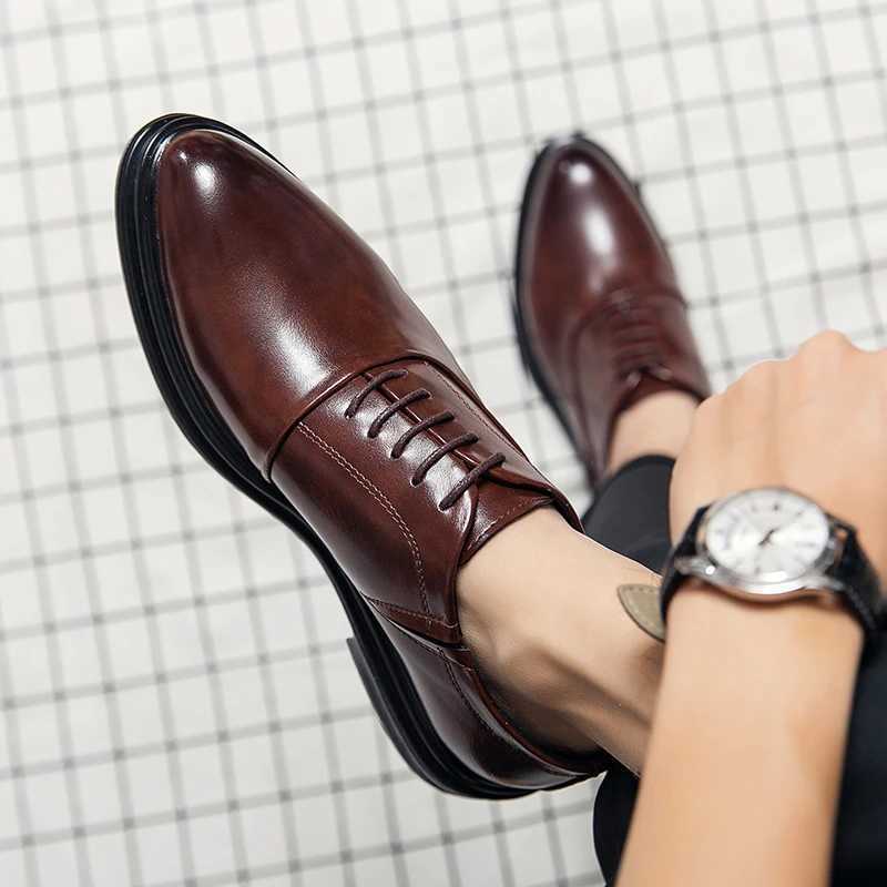 Fi Business official leather shoes mens black mens wedding shoes luxury derby dress lace office leather shoes mens plus sizeXJ250319