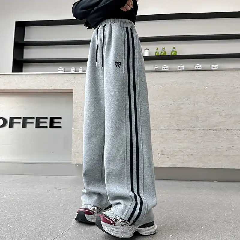 RAISE teenage girls sports pants spring bow elastic Wiast baby girls sports pants side stripes pure cotton Striaght pants 4-14Y girlsT250318