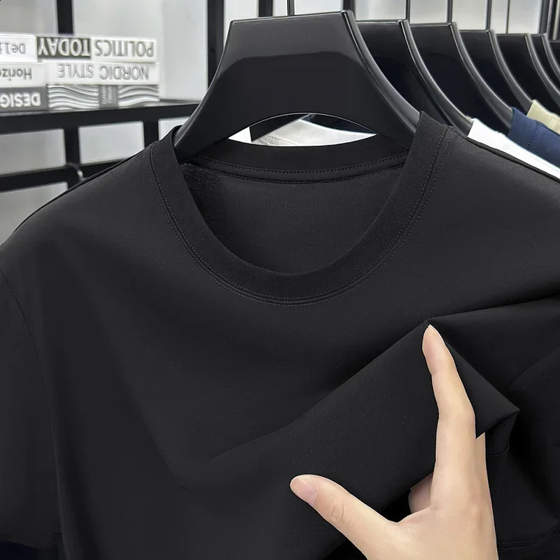 Comfortable and Soft 453 Lyocell Tshirt for Summer Men Breathable Antibacterial Solid Lightweight Short Sleeve Crewneck Underwear 250319
