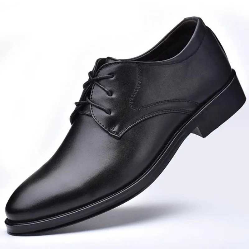 Mens shoes black leather formal shoes Oxford mens wedding party office business shoes mens Zapatos de Hombre Plus sizeXJ250319