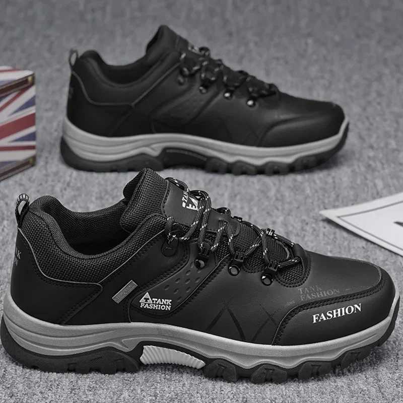 Mens casual shoes hot selling leather waterproof work shoes thick sole comfortable low cut new mens walking shoes Z250319