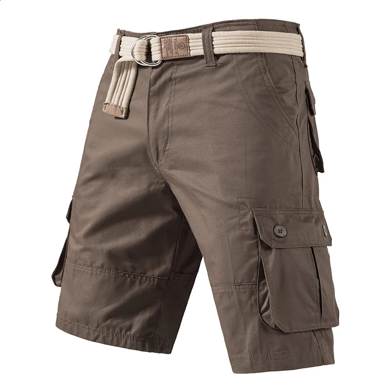 Cargo Knee Shorts Men Sports Casual Bermuda Plus Size Cotton Half Pants Golf Straight Running Gym 250319