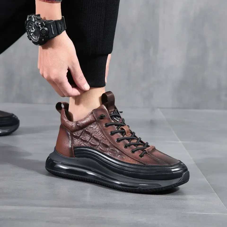 2024 Autumn Alligator pattern Men Sneakers Lace Up Casual Platform Vulcanized Shoes Male Anti-slip Running Zapatillas Hombre Z250319
