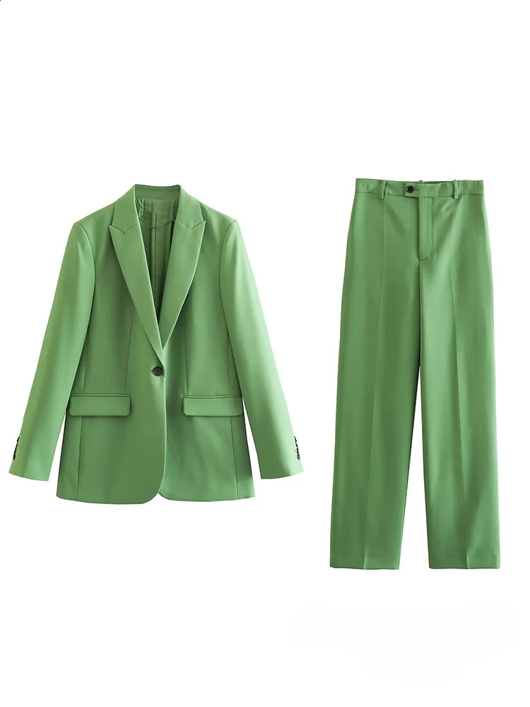 Fashion Office Lady Solid Women Suits Two Piece Elegant Lapel Long Sleeves Outfits Casual Daily Pants Sets BlazerPants 250311
