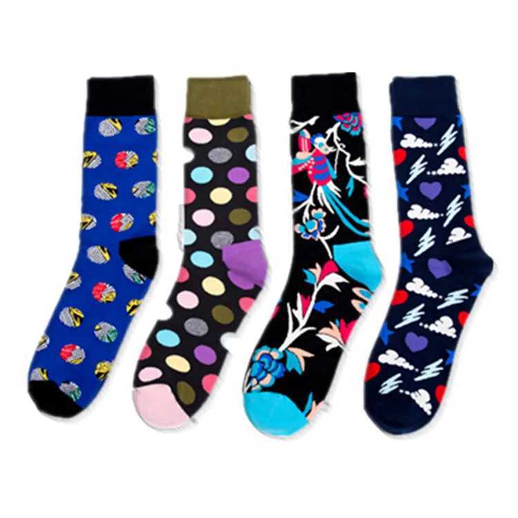High quality cotton socks autumn and winter long tube lover letter flower AB personality color magpie socks X250319